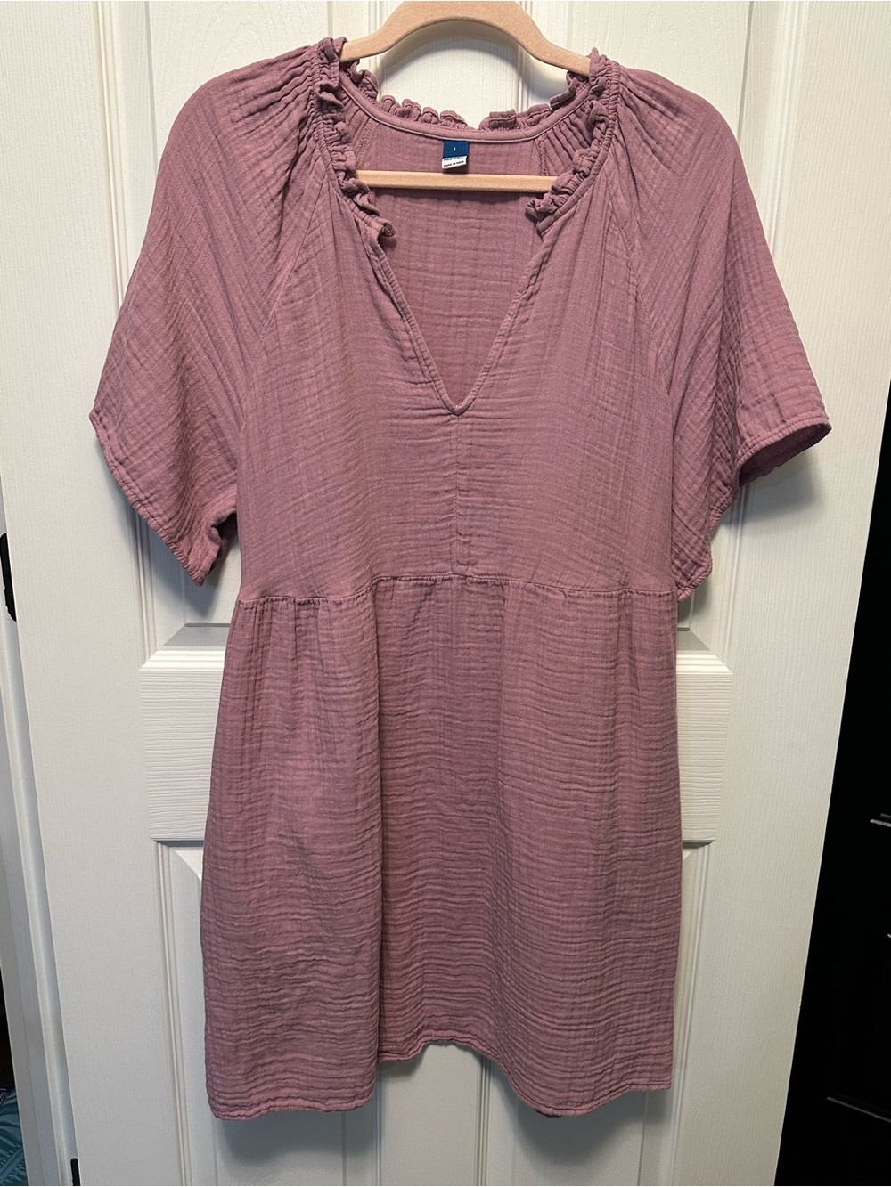 Womens Old Navy split neck crinkle gauze swing dress size large
